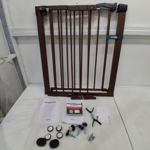 BABELIO PRESSURE MOUNTED METAL GATE - 30" X 29"-48" - DARK WOOD PATTERN (MODEL: CB-M-101) image 2