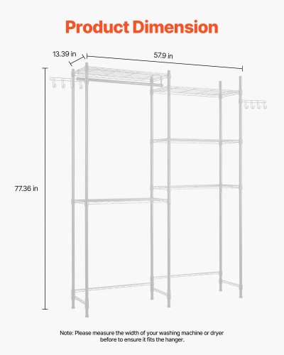 5-TIER OVER WASHER AND DRYER STORAGE SHELVES - 77" - WHITE (MODEL: SHSS7534196-5B) image 2