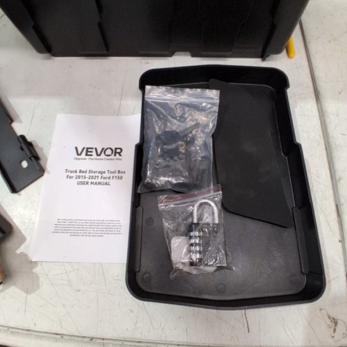 VEVOR TRUCK BED STORAGE BOX WITH SWINGING HINGE LOCK WITH KEY - FOR FORD F150 2015 TO 2021 MODELS RIGHT SIDE - BLACK (MODEL: ZP20220406S02) image 2