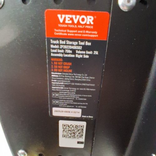 VEVOR TRUCK BED STORAGE BOX WITH SWINGING HINGE LOCK WITH KEY - FOR FORD F150 2015 TO 2021 MODELS RIGHT SIDE - BLACK (MODEL: ZP20220406S02) image 6