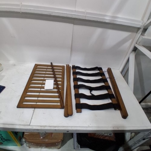 FOLDABLE BAMBOO SUITCASE STAND WITH STORAGE SHELF - 22.8" X 21.3" X 16" - WALNUT (MODEL: SBLR-WL-02) image 3