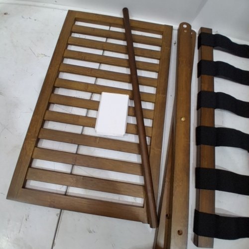 FOLDABLE BAMBOO SUITCASE STAND WITH STORAGE SHELF - 22.8" X 21.3" X 16" - WALNUT (MODEL: SBLR-WL-02) image 4