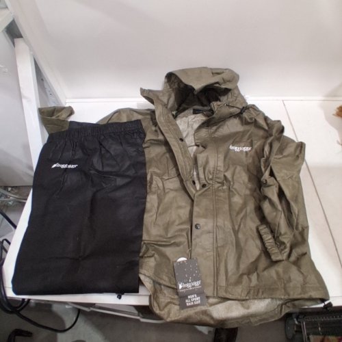 2PC MENS FROGG TOGGS JACKET AND PANTS SET - SMALL - OLIVE / BLACK (STYLE: AS1310) image 2