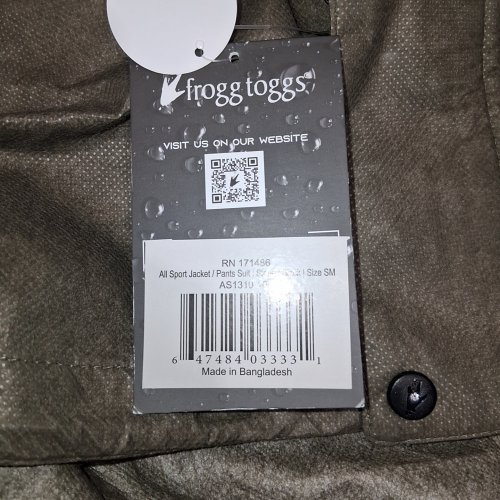 2PC MENS FROGG TOGGS JACKET AND PANTS SET - SMALL - OLIVE / BLACK (STYLE: AS1310) image 4