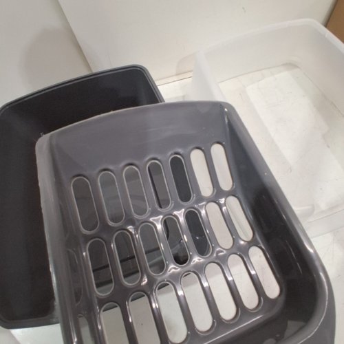IRIS OPEN TOP CAT LITTER BOX KIT WITH SHIELD - 16" X 12" - GREY/CLEAR - (MODEL: CLH-12) image 3
