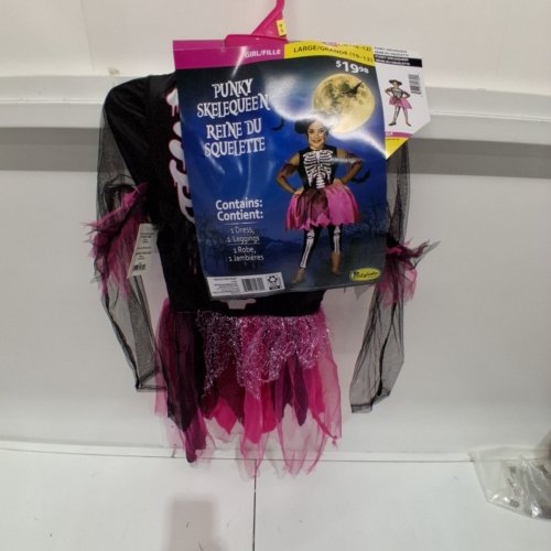 2PC GIRLS PARTYHOLIC PUNKY SKELEQUEEN COSTUME - LARGE (10/12) - BLACK/PINK/WHITE image 2
