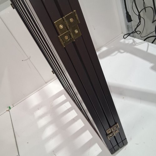 SEMIOCTHOME 4-PANEL FREESTANDING FOLDABLE WOODEN PET GATE DESIGNED FOR SMALL DOGS/PUPPIES - 74" X 23.6" - ESPRESSO (MODEL: 4PGL-XY-048-BN) image 5