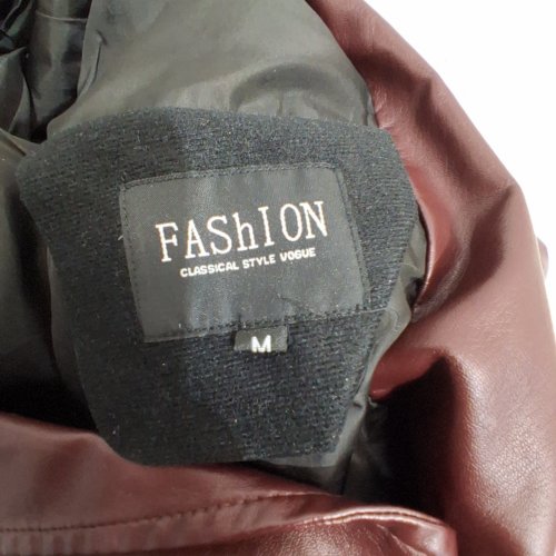 BUTTON-FRONT PLEATHER BLAZER - MEDIUM - BURGUNDY image 3