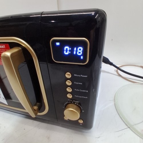 FRIGIDAIRE RETRO STYLE COMPACT MICROWAVE OVEN - 0.7CU.FT - 700W - BLACK/GOLD (MODEL: EMW788-BLACKGLD) image 3