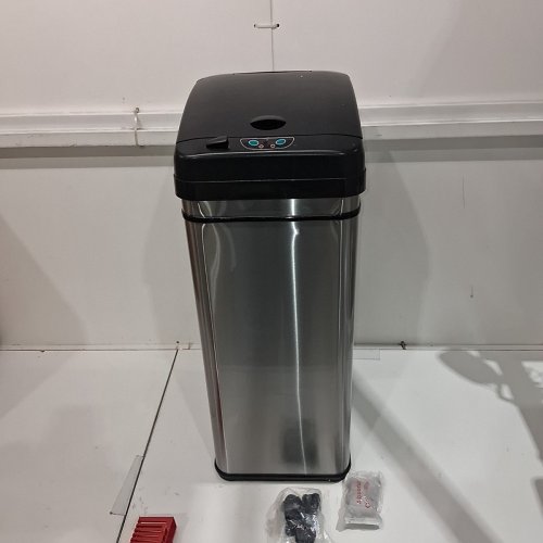 ITOUCHLESS GLIDE MOTION SENSOR GARBAGE TRASH CAN ON WHEELS- 13GAL/49L- STAINLESS STEEL/BLACK (MODEL:DZT13M) image 2