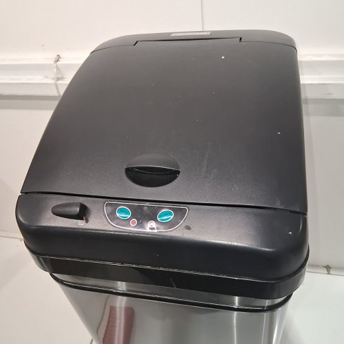 ITOUCHLESS GLIDE MOTION SENSOR GARBAGE TRASH CAN ON WHEELS- 13GAL/49L- STAINLESS STEEL/BLACK (MODEL:DZT13M) image 3