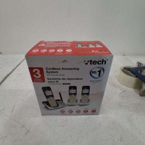 6PC VTECH HANDSET CORDLESS PHONE SYSTEM WITH CALLER ID/CALL WAITING - BLACK AND SILVER (MODEL: CS5229-3) image 2