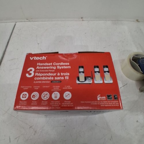 6PC VTECH HANDSET CORDLESS PHONE SYSTEM WITH CALLER ID/CALL WAITING - BLACK AND SILVER (MODEL: CS5229-3) image 3
