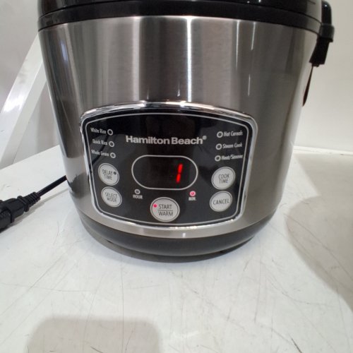 HAMILTON BEACH DIGITAL SIMPLICITY 2-14 CUP RICE COOKER AND FOOD STEAMER - SILVER (37548MN) image 2