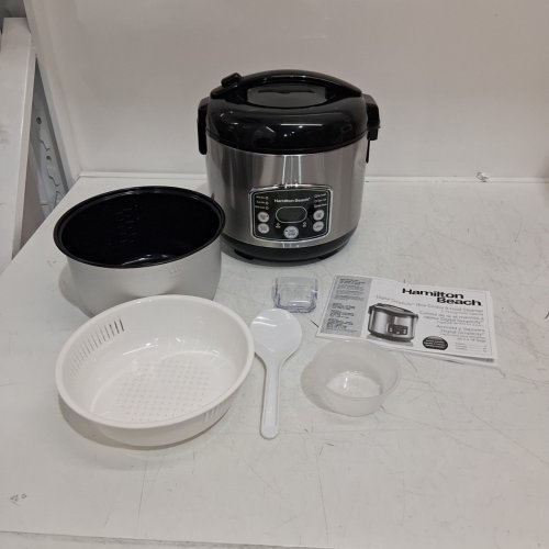 HAMILTON BEACH DIGITAL SIMPLICITY 2-14 CUP RICE COOKER AND FOOD STEAMER - SILVER (37548MN) image 3