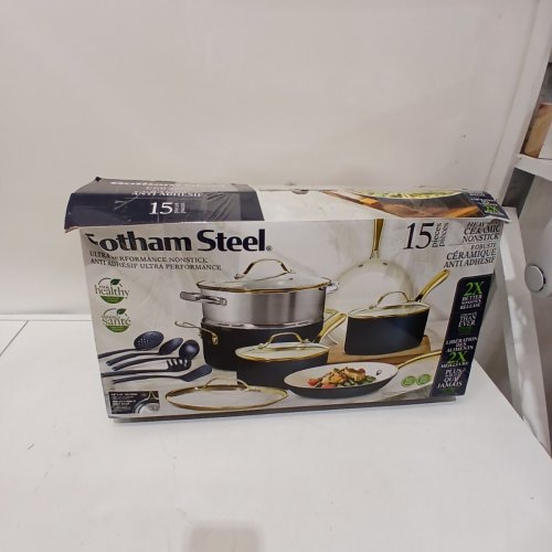 15PC GOTHAM STEEL KITCHEN POTS AND PAN SET, NON STICK COOKWARE SET, POTS AND PANS SET, CERAMIC COOKWARE SET, POT SET COOKWARE SET NONSTICK, OVEN/DISHWASHER SAFE, NON TOXIC - CREAM WHITE AND NAVY image 5