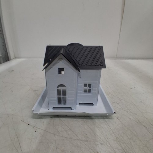 SOLAR LIGHT METAL BIRDHOUSE FEEDER - 10" - WHITE/BLACK image 3