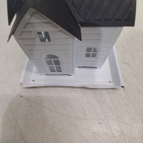 SOLAR LIGHT METAL BIRDHOUSE FEEDER - 10" - WHITE/BLACK image 4