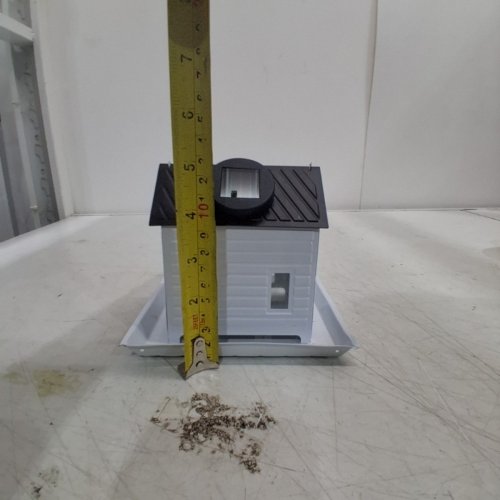 SOLAR LIGHT METAL BIRDHOUSE FEEDER - 10" - WHITE/BLACK image 6