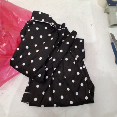 2PC WOMAN'S POLKA DOT PAJAMA SET - SMALL - BLACK\WHITE image 2