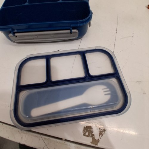 BENTO STYLE LUNCHBOX WITH 4 COMPARTMENTS - 8.9"X6.4"X2.6" - BLUE image 3