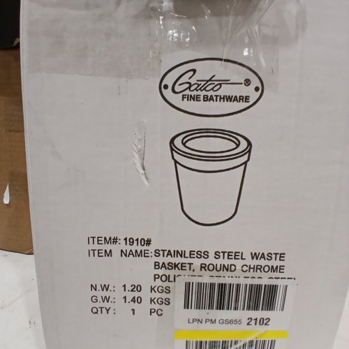 GATO STAINLESS STEEL WASTE BASKET - 2.9 GAL - CHROME (ITEM: 1910) image 2