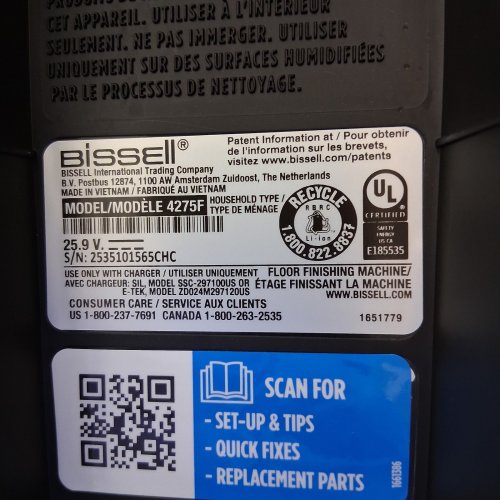 BISSELL CROSSWAVE HYDROSCRUB FLOOR CLEANER - 25.9V (MODEL: 4275F) image 3