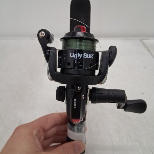 2PC UGLY STIK MEDIUM / HEAVY FISHING GX2 ICE SPINNING ROD AND REEL COMBO - 30" - BLACK / RED ACCENTS (MODEL: 1611411) image 5