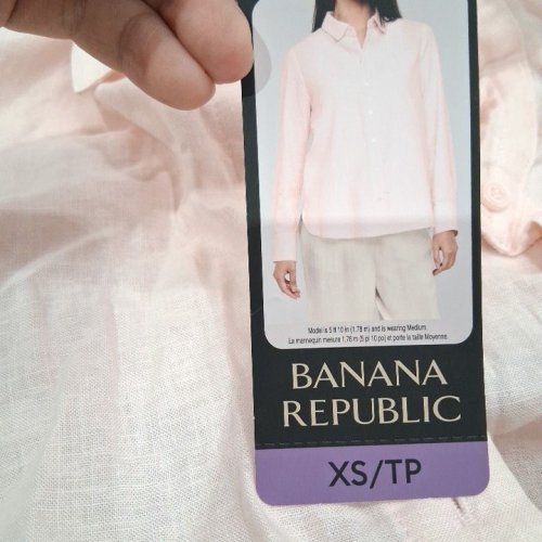 WOMEN'S BANANA REPUBLIC LINEN BLEND BUTTON DOWN LONG SLEEVE SHIRT - EXTRA SMALL - PINK (STYLE: 1974300) image 3