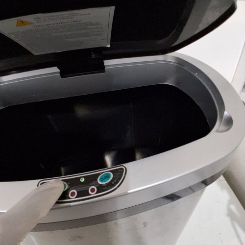 BESTOFFICE STAINLESS STEEL AUTOMATIC TRASH CAN WITH LID - 22" - SILVER image 2