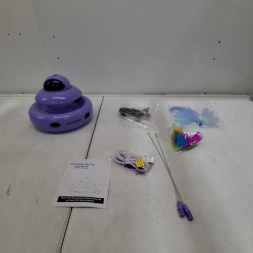 MOHAYA 4-IN-1RECHARGEABLE AUTOMATIC CAT TOY WITH MOVING AMBUSH FEATHER,TRACK BALLS, ELECTRIC FLYING BUTTERFLY - PURPLE image 4