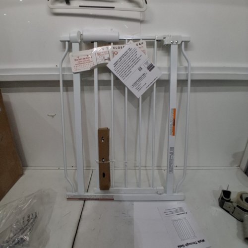 ALLAIBB NARROW WALK THROUGH BABY GATE - AUTO CLOSE TENSION SAFETY GATE WITH PRESSURE MOUNT - WHITE - 24-29" image 2
