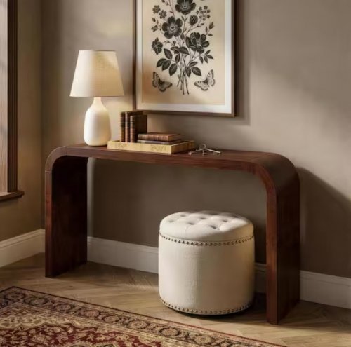TECHMILLY BURL WOOD CONSOLE TABLE - 52" X 14" X 31" - DARK BROWN image 2