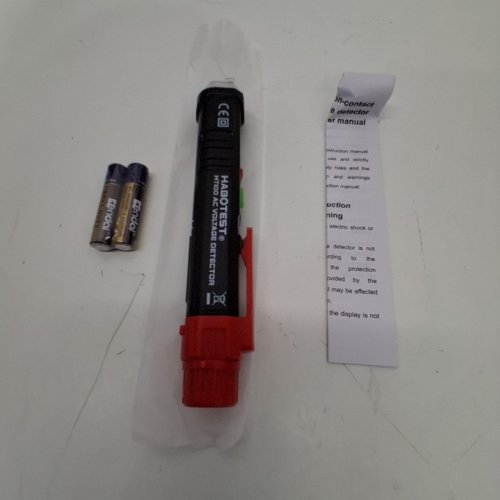 HABOTEST VOLTAGE DETECTOR PEN WITH FLASHLIGHT, SOUND, ALARM, AND LCD DIGITAL DISPLAY - RED/BLACK (MODEL: HT100) image 3
