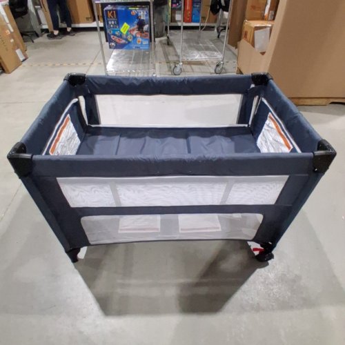 5-IN-1 PORTABLE/TRAVEL BABY BASSINET/PACK AND PLAY WITH STORAGE & DIAPER CHANGE TABLE - 40"X28" - BLUE image 2