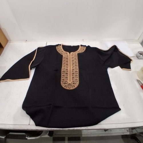MEN'S MUSLIM THOBE KAFTAN ROBE - SMALL - BLACK image 2