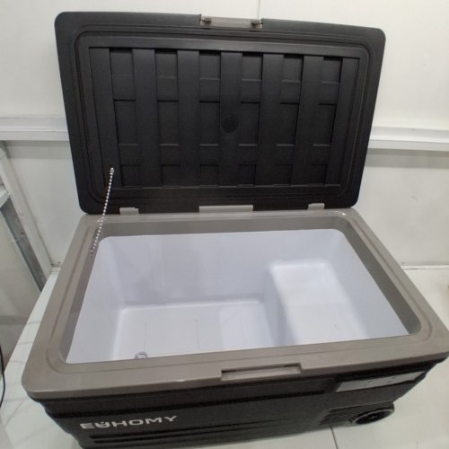 EUHOMY PORTABLE REFRIGERATOR FREEZER WITH DUAL-ZONE ADJUSTABLE COOLING WITH 12/24 V DC & 110–240 V AC POWER, APP & LCD DIGITAL CONTROL, HIGH-EFFICIENCY FROST-FREE COMPRESSOR, WHEELED DESIGN - BLACK / GREY (MODEL: CF011-75BL-CAEH) image 5