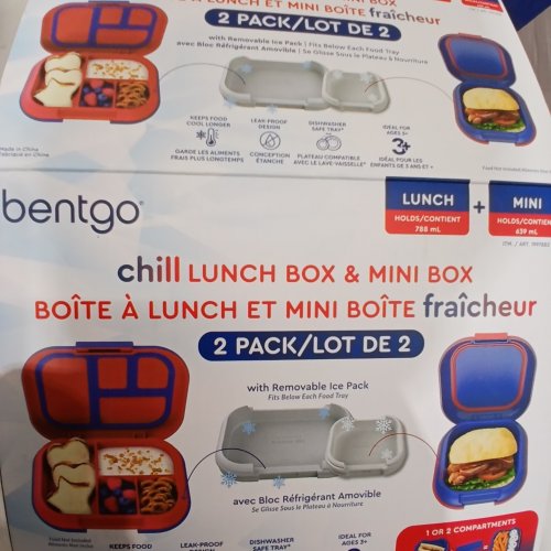 2PC BENTGO CHILL LUNCH BOX & MINI BOX - 788 ML + 630 ML - RED AND BLUE image 3