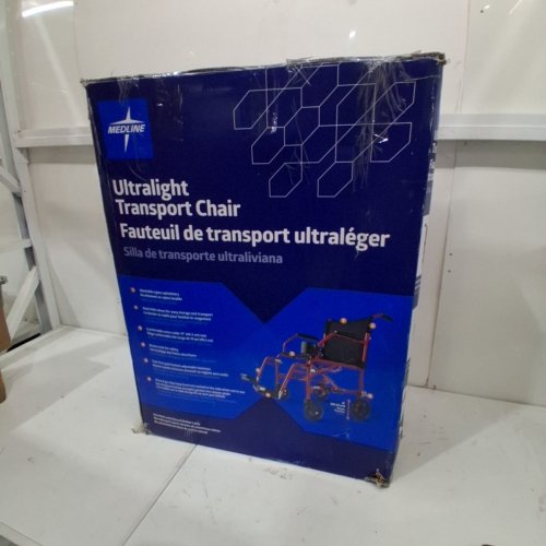 MEDLINE ULTRALIGHT TRANSPORT WHEELCHAIR - 300LB CAP - BLACK/RED (MODEL: MDS808200F3R) image 4