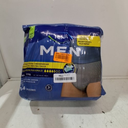14PK MEN'S TENA PROTECTIVE ADULT INCONTINENCE DISPOSABLE UNDERWEAR - XXL - GREY image 2