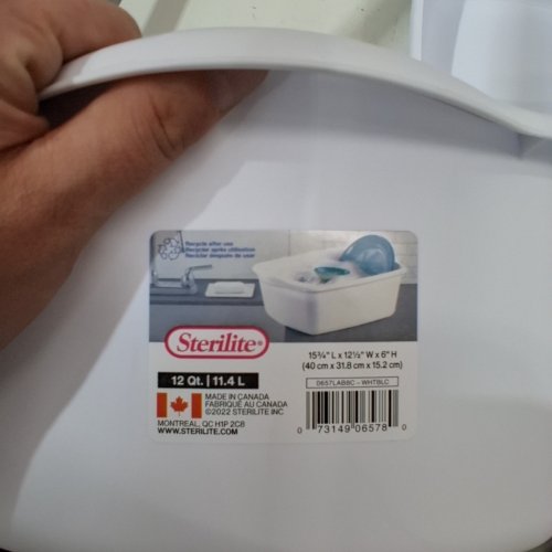 2PK STERILITE DISH PANS - 12 QT; 15 3/4" X 12 1/2" X 6" - WHITE (MODEL: 0657LAB8C-WHTBLC) image 2