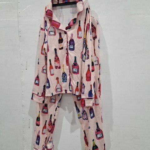 2PC WOMEN'S PAJAMA SET - EXTRA LARGE - BOTTLE PRINT/ PINK image 2