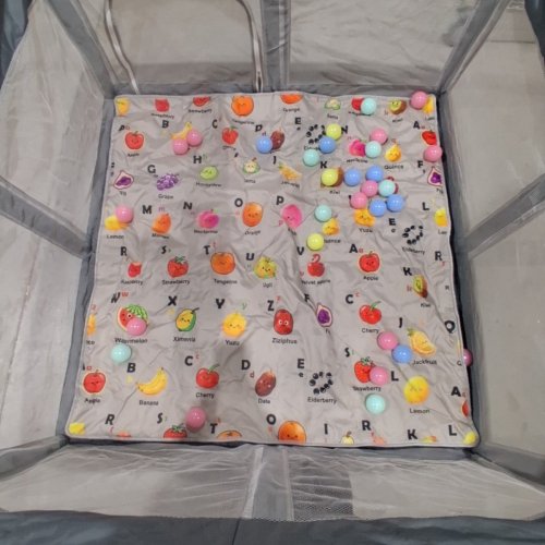 KIDS COLPART INDOOR & OUTDOOR FOLDABLE COLLAPSIBLE BABY PLAYPEN WITH MAT AND BALLS - 50" X 50" - GREY image 3