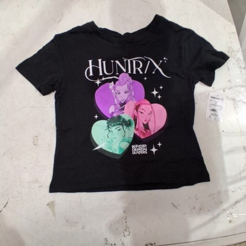 GIRL'S KPOP DEMON HUNTERS HUNTRIX SHORT SLEEVE T-SHIRT - SMALL (6) - BLACK image 2