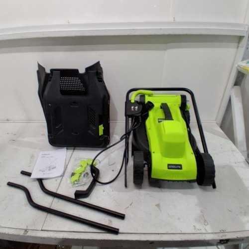 STEELITE CORDED ELECTRIC LAWN MOWER WITH 5-POSITION HEIGHT ADJUSTMENT-14"- 1300W WITH 30L GRASS COLLECTION BAG-GREEN/BLACK-(MODEL:DG596) image 3