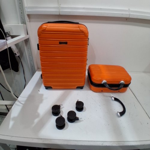 2PC FEYBAUL LUGGAGE SET WITH HARD-SHELL & SPINNER WHEELS- TSA COMBINATION LOCK - 14" & 20" - ORANGE (MODEL: A968) image 3