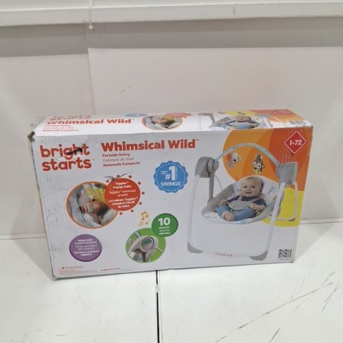BRIGHT STARTS PORTABLE AUTOMATIC 6-SPEED BABY SWING- WHIMSICAL WILD- (MODEL: 11803) image 6