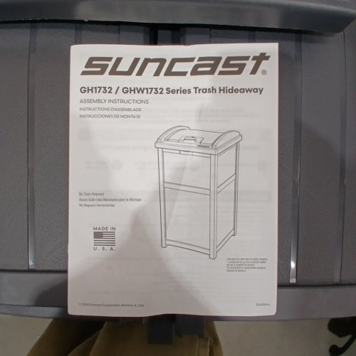 SUNCAST WICKER PATTERN TRASH HIDEAWAY REFUSE CONTAINER - 30GAL - GREY image 3