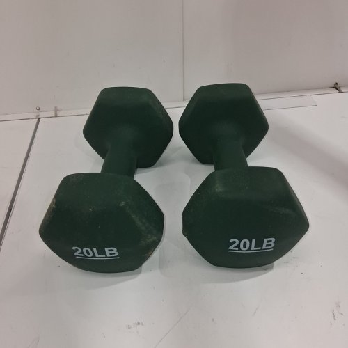 2PK AMAZON BASICS NEOPRENE DUMBBELL HAND WEIGHTS - 20LB - DARK GREEN (MODEL: ‎DB1001) image 2