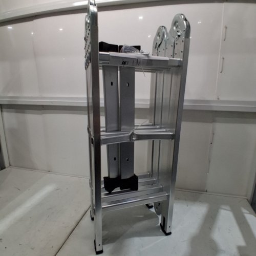 VEVOR 7-IN-1 MULTI-PURPOSE FOLDING LADDER - UP TO 12FT LENGTH - 330LB MAX - SILVER/BLACK (MODEL: KMP403) image 2
